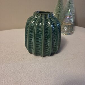 Green Ceramic Vase Or Plant Pot Cactus Look Unmarked